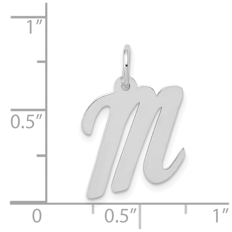 14k White Gold Medium Script Letter M Initial Charm