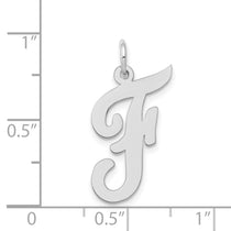 14k White Gold Large Script Letter F Initial Charm
