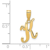 14KY Script Letter K Initial Pendant