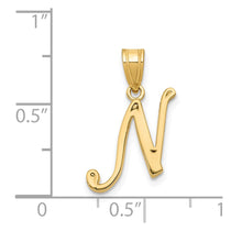 14KY Script Letter N Initial Pendant