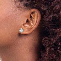 14K 8mm Clear Crystal Round Ball Post Earrings