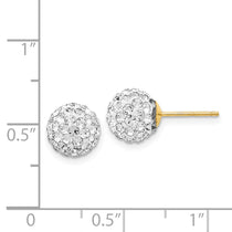 14K 8mm Clear Crystal Round Ball Post Earrings