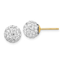 14K 8mm Clear Crystal Round Ball Post Earrings