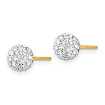 14K 6mm Clear Crystal Round Ball Post Earrings