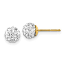 14K 6mm Clear Crystal Round Ball Post Earrings