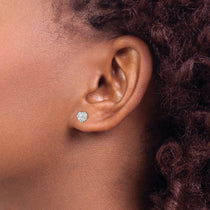 14K 6mm Clear Crystal Heart Post Stud Earrings