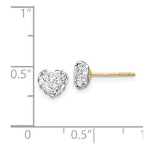 14K 6mm Clear Crystal Heart Post Stud Earrings