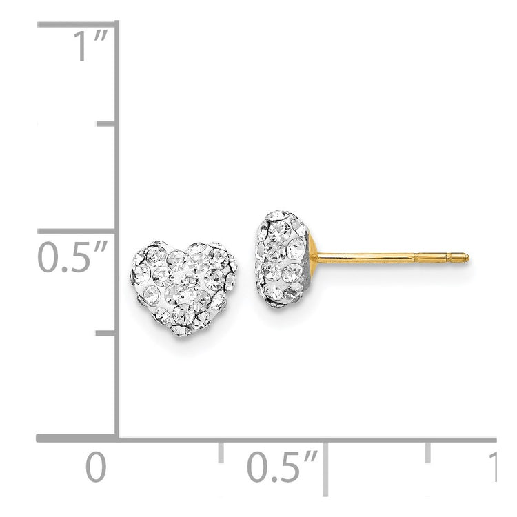 14K 6mm Clear Crystal Heart Post Stud Earrings