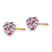 14k 6mm Multi-colored Crystal Heart Post Earrings