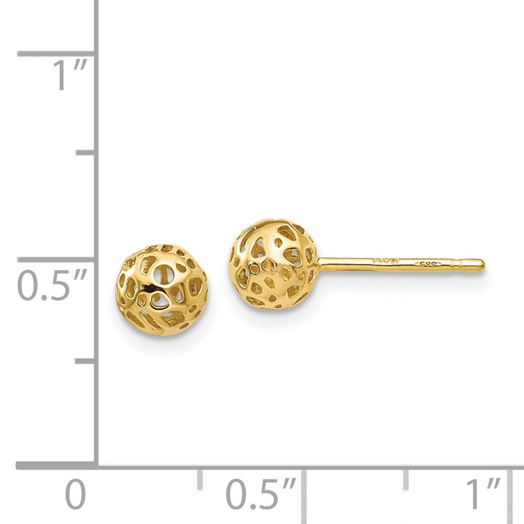 14K 5.5mm Fancy Pierced Ball Post Earrings