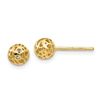 14K 5.5mm Fancy Pierced Ball Post Earrings