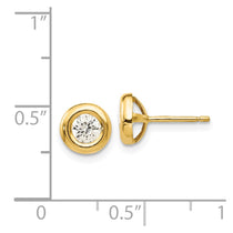 14k Polished 7mm Circle Bezel with CZ Post Earrings