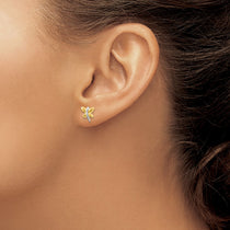 14k with White Rhodium Polished Dragonfly Post Earrings